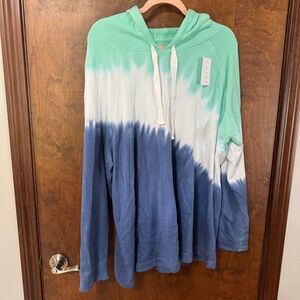 Livi Active Mint Green and Blue Tie-Dye Hoodie- NWT